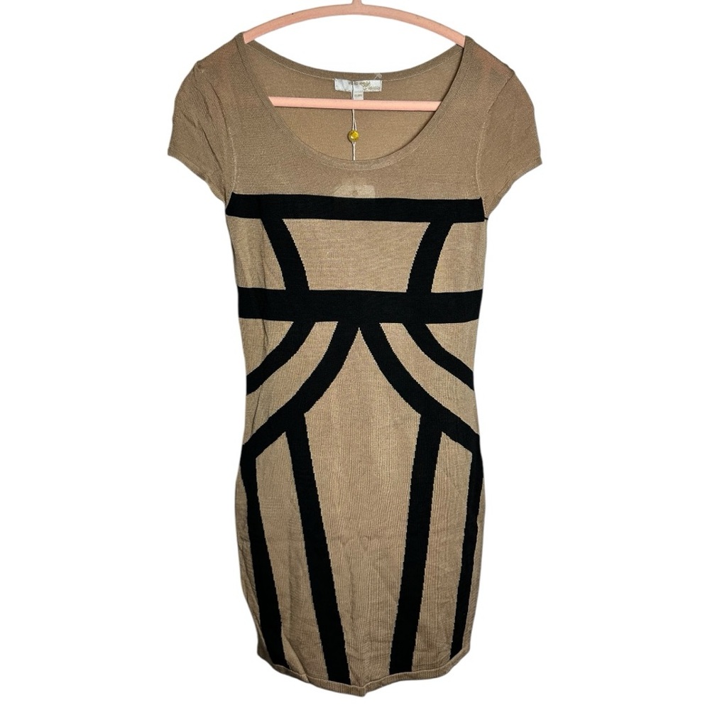VERO MODA Tan Bodycon Sheer Sexy Mini Party Club Dress Size Small NWT